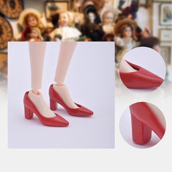 1/6 rote Schuhe mit Absatz für 30,5-cm-Puppen – elegantes PVC-Zubehör