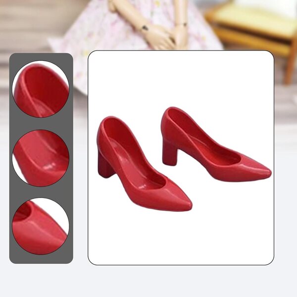 1/6 rote Schuhe mit Absatz für 30,5-cm-Puppen – elegantes PVC-Zubehör