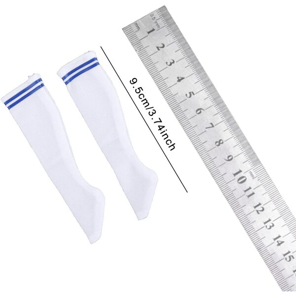 1:6 Miniatursocken für 12-Zoll-Puppen – elegantes blau gestreiftes Sportzubehör