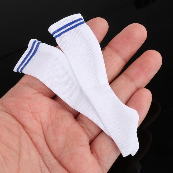 1:6 Miniatursocken für 12-Zoll-Puppen – elegantes blau gestreiftes Sportzubehör