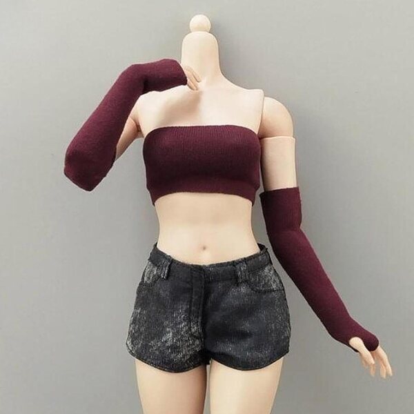 Rote Röhrenärmel für weibliche Figuren im Maßstab 1:6, individuelle Puppenkleidung