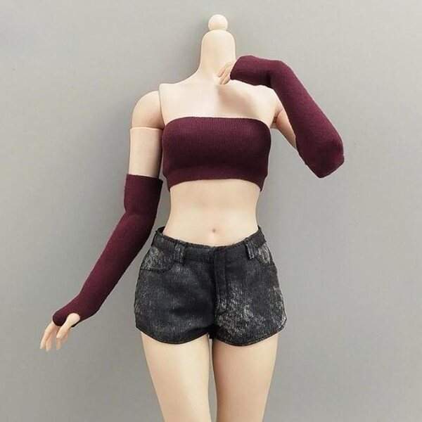 Rote Röhrenärmel für weibliche Figuren im Maßstab 1:6, individuelle Puppenkleidung