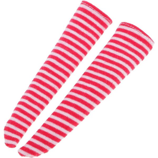 Set 4 paia calze alte a righe fatte a mano per bambole Blythe 30,5 cm