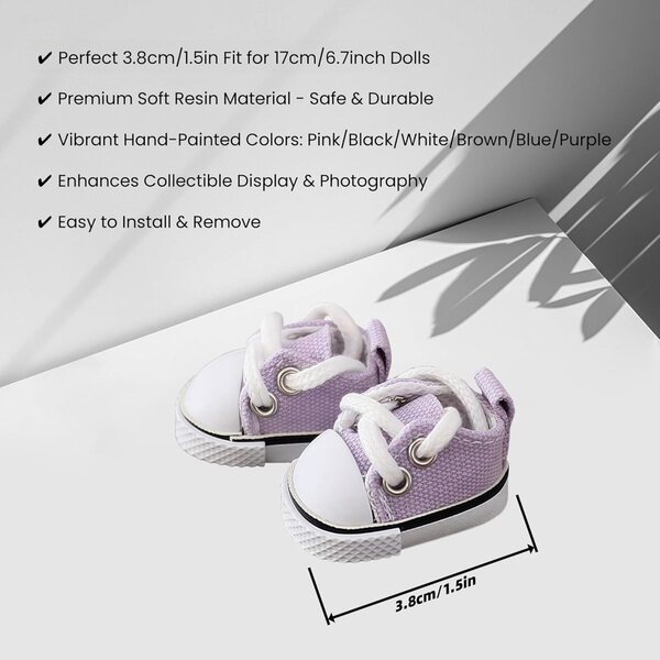 Mini-Lila-Leinenschuhe für Labubu-Puppen 15–17 cm – Kawaii-Zubehör
