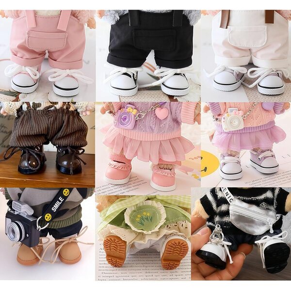 Mini-Lila-Leinenschuhe für Labubu-Puppen 15–17 cm – Kawaii-Zubehör