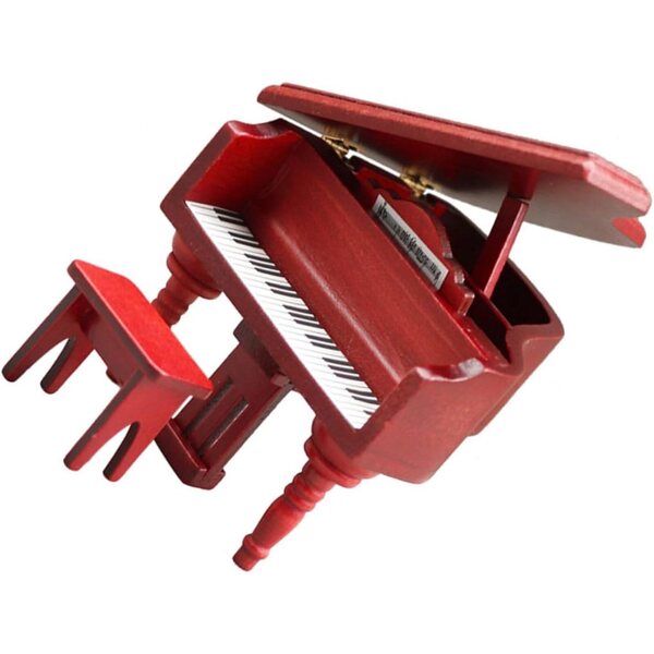 ERINGOGO Mahagoni-Miniklavier und Hocker-Set für Puppenhaus und Fotografie