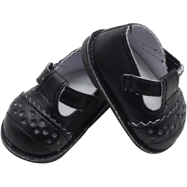 Flache Lederschuhe für 40 cm große Puppen – elegantes und langlebiges Schwarz