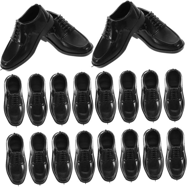 VICASKY 10 Paar schwarze Miniatur-Herrenschuhe für Puppen und Heimdekorationen
