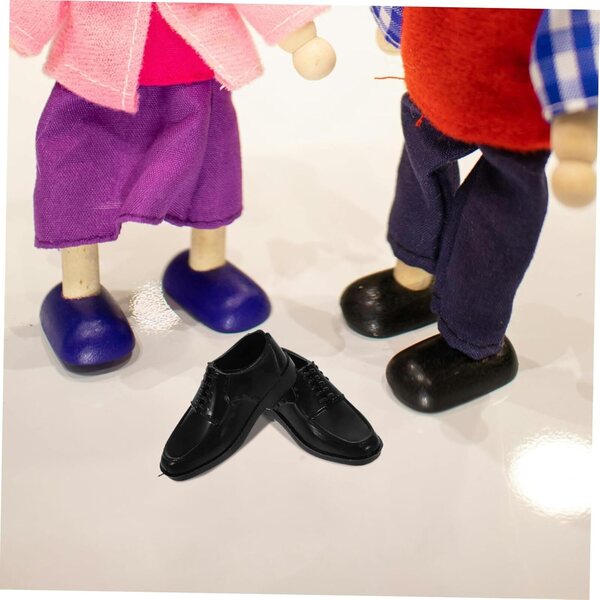 VICASKY 10 Paar schwarze Miniatur-Herrenschuhe für Puppen und Heimdekorationen