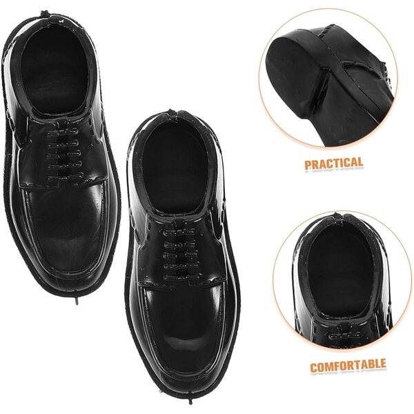 VICASKY 10 Paar schwarze Miniatur-Herrenschuhe für Puppen und Heimdekorationen