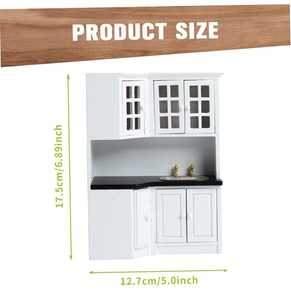 Set aus hölzernen Küchenschränken für Puppenhäuser im Maßstab 1:12 Vistnale