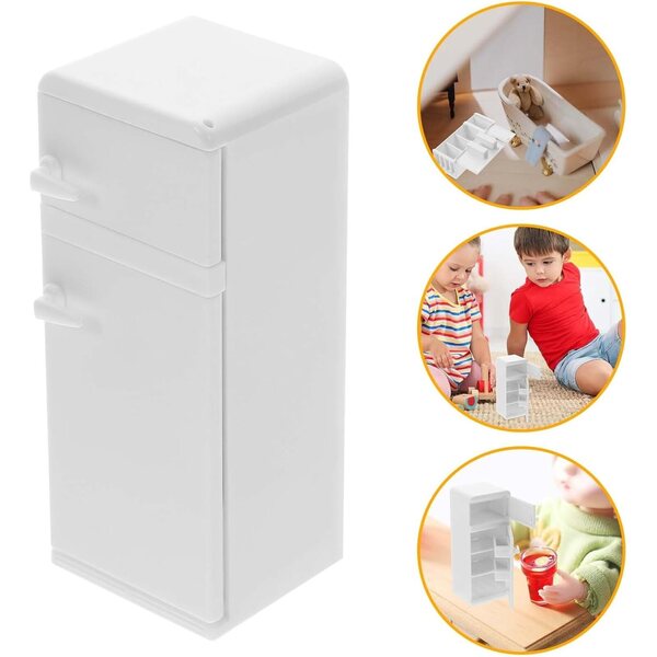 VICASKY Mini Frigorifero Bianco per Casa delle Bambole con Dettagli Realistici e Materiale Resistente