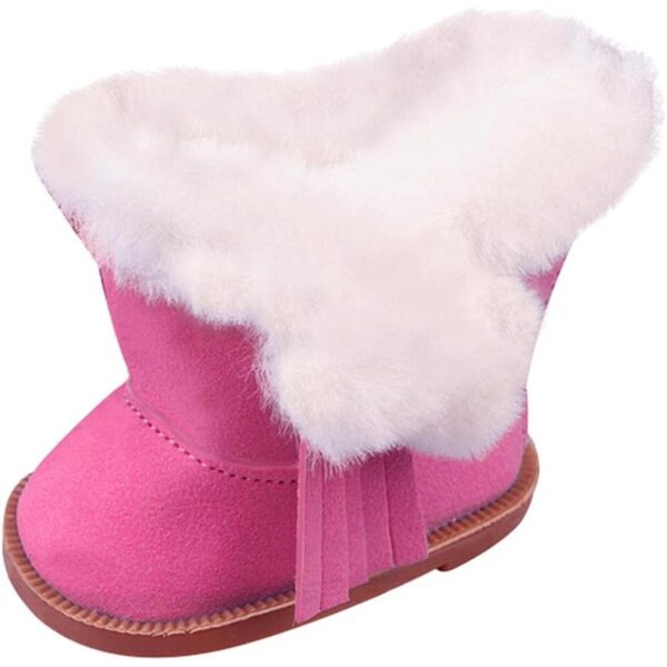Amagogo Stivali da Neve in Camoscio con Zip per Bambole da 18 Pollici Rosa