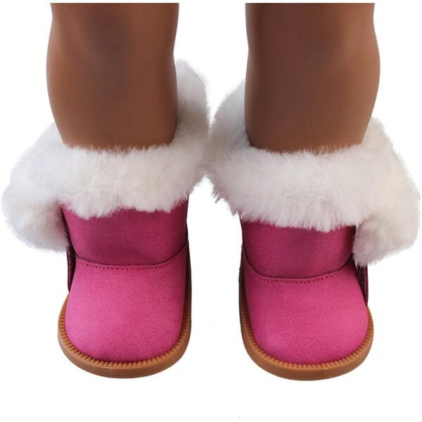 Amagogo Wildleder-Schneestiefel mit Reißverschluss für 18-Zoll-Puppen, Rosa
