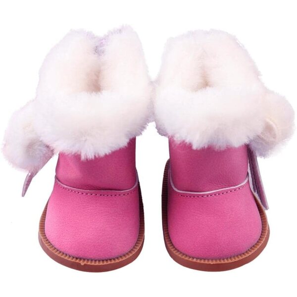Amagogo Wildleder-Schneestiefel mit Reißverschluss für 18-Zoll-Puppen, Rosa
