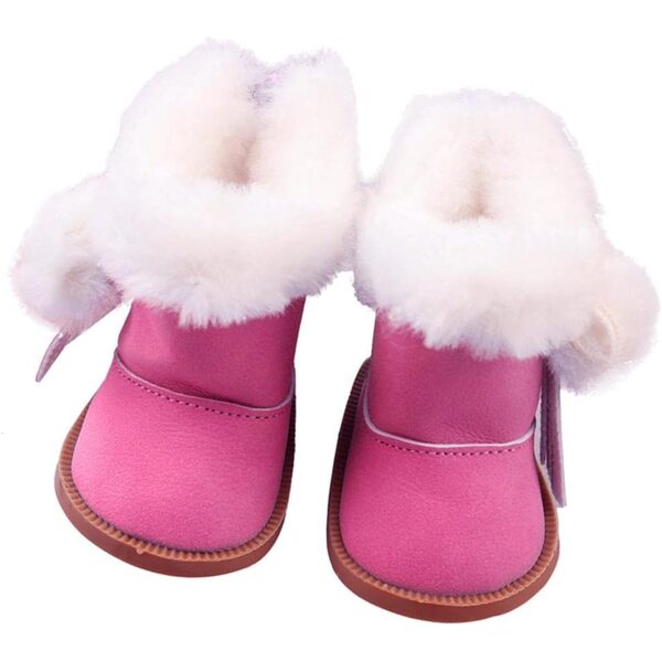Amagogo Wildleder-Schneestiefel mit Reißverschluss für 18-Zoll-Puppen, Rosa
