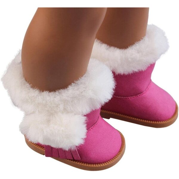 Amagogo Wildleder-Schneestiefel mit Reißverschluss für 18-Zoll-Puppen, Rosa