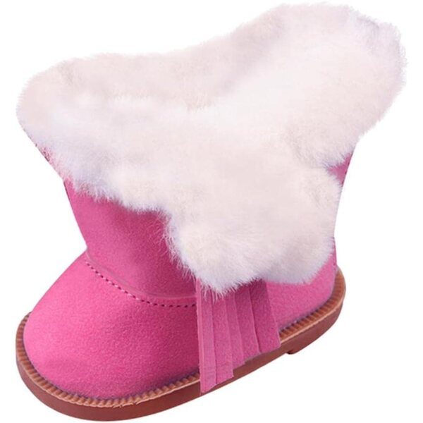 Amagogo Wildleder-Schneestiefel mit Reißverschluss für 18-Zoll-Puppen, Rosa