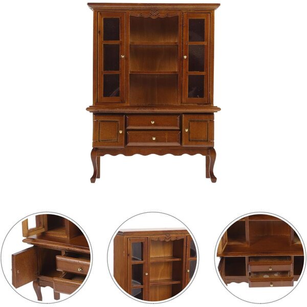ERINGOGO Mini Credenza in Legno per Casa delle Bambole 1/12 Decorativa e Resistente