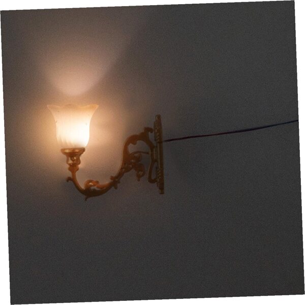 ORFOFE Set 4 Mini Lampade Parete 1/87 ABS Oro Luce Calda per Casa delle Bambole
