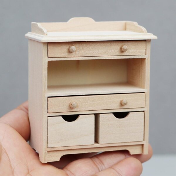 Armadietto in legno per casa delle bambole 1/12, mobile cucina o bagno miniatura