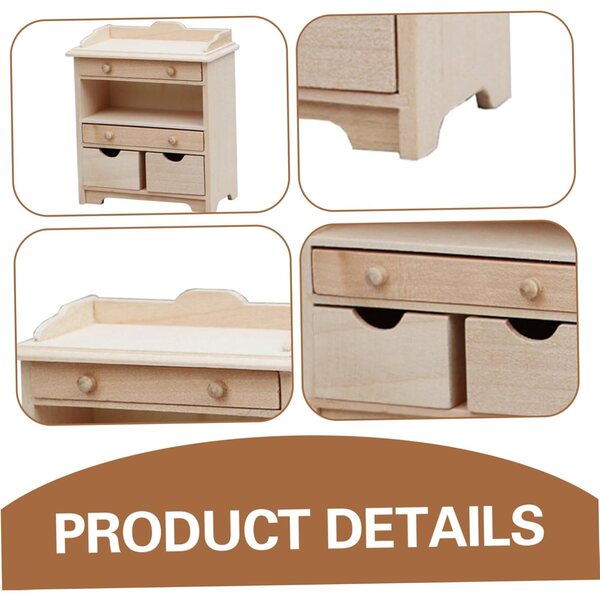Armadietto in legno per casa delle bambole 1/12, mobile cucina o bagno miniatura