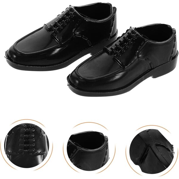 10 Paar schwarze Miniatur-Herrenschuhe 1/6 für 30-cm-Puppen – Puppenhauszubehör