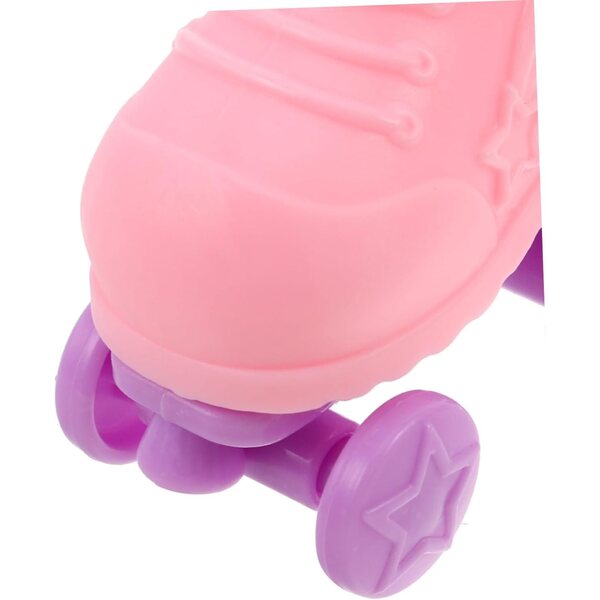 3 paia di pattini a rotelle miniatura per bambole in plastica rosa - accessori decorativi