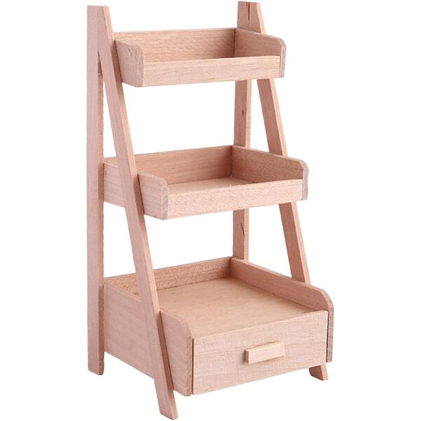 1/12 Holzregal für Puppenhaus, Mini-Pflanzenständer und Dekoration