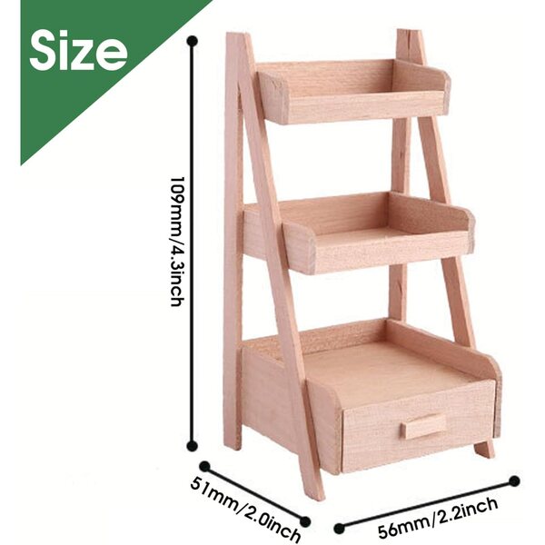 1/12 Holzregal für Puppenhaus, Mini-Pflanzenständer und Dekoration
