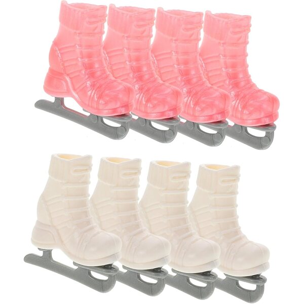 4 Paia Mini Patini a Rotelle Rosa per Bambole 3,5 cm Decorazioni Casa Miniature