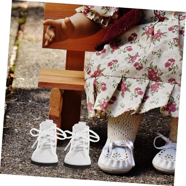 NOLITOY Mini Bottines Bianche in PU per bambole 45 cm - Accessori Decorativi 18"
