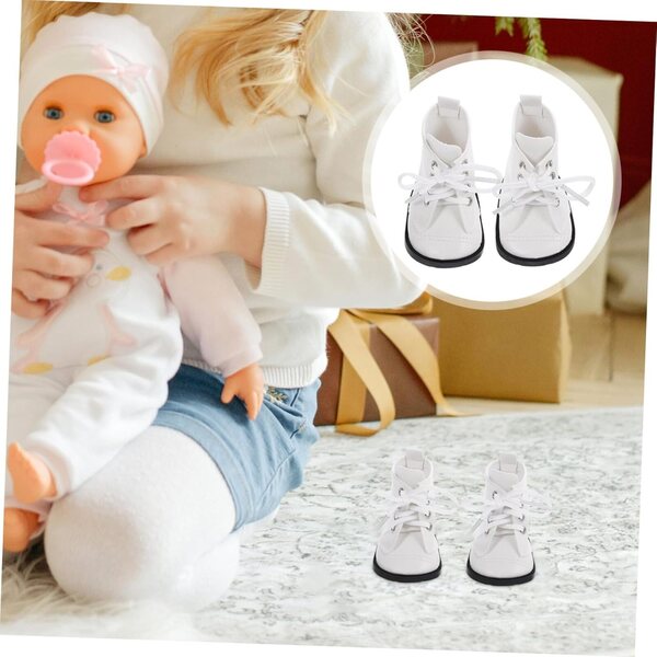 NOLITOY Mini Bottines Bianche in PU per bambole 45 cm - Accessori Decorativi 18"