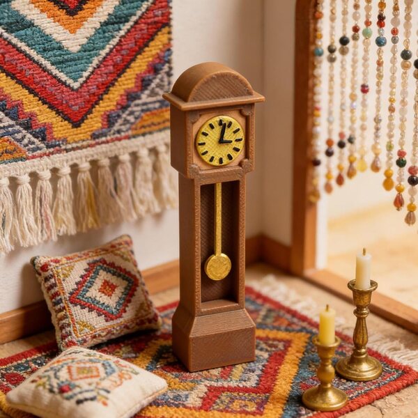 Orologio da nonno in miniatura 1:12 in legno per casa delle bambole retrò