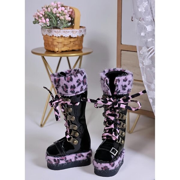 BJD 1/4 handgemachte Schuhe im Leoparden-Stil für 12,4 cm große Puppen