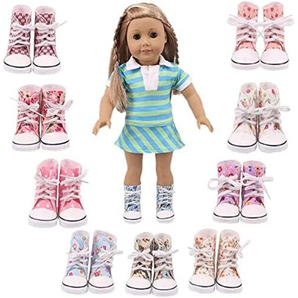 Leinenschuhe für Puppen 46 cm – Wadenstiefeletten als Puppenkostümzubehör