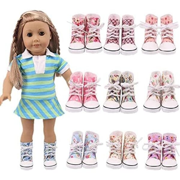 Leinenschuhe für Puppen 46 cm – Wadenstiefeletten als Puppenkostümzubehör
