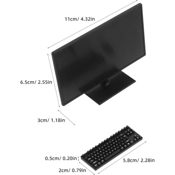 Mini set computer da ufficio per casa delle bambole Vaguelly, accessori realistici in plastica