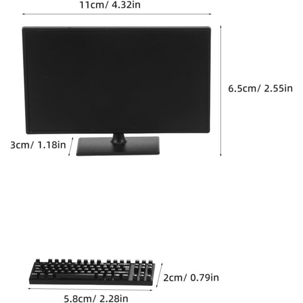 Mini set computer da ufficio per casa delle bambole Vaguelly, accessori realistici in plastica