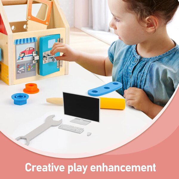 Mini set computer da ufficio per casa delle bambole Vaguelly, accessori realistici in plastica