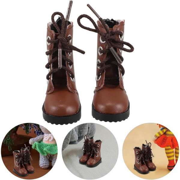 BESTonZON Miniaturschuhe für große Puppen, braun – 2 Stück, dekoratives Zubehör