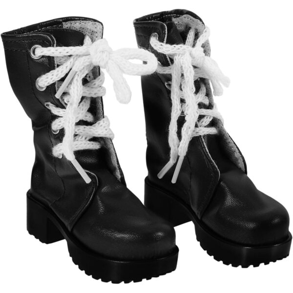 Bottine miniatura per bambole 60 cm in PU nero - accessorio decorativo resistente