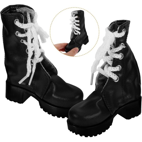 Bottine miniatura per bambole 60 cm in PU nero - accessorio decorativo resistente