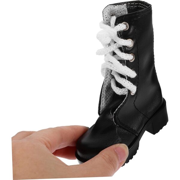 Bottine miniatura per bambole 60 cm in PU nero - accessorio decorativo resistente