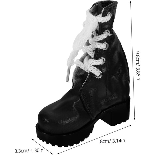 Bottine miniatura per bambole 60 cm in PU nero - accessorio decorativo resistente