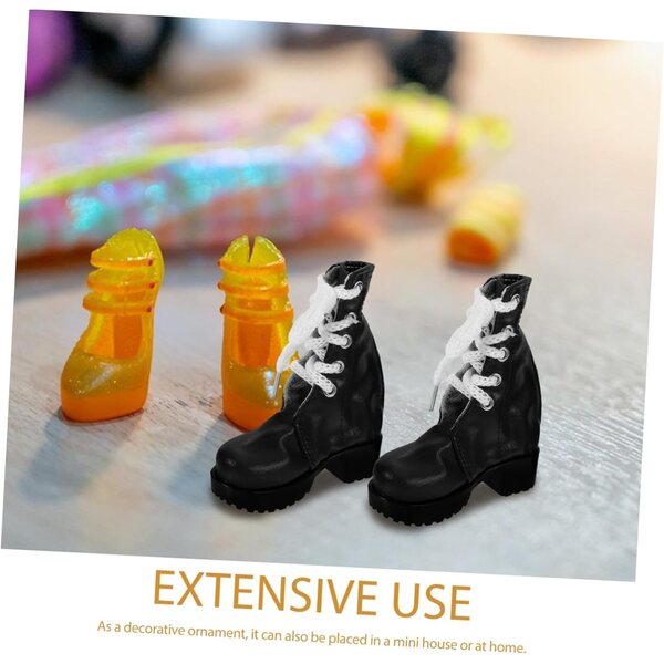 Bottine miniatura per bambole 60 cm in PU nero - accessorio decorativo resistente