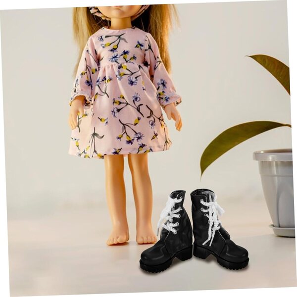 Bottine miniatura per bambole 60 cm in PU nero - accessorio decorativo resistente