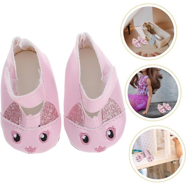 Mini Scarpe Rosa per Bambole in PU - Accessori Vintage per Giochi Creativi Bambini