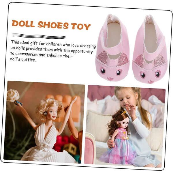 Mini Scarpe Rosa per Bambole in PU - Accessori Vintage per Giochi Creativi Bambini