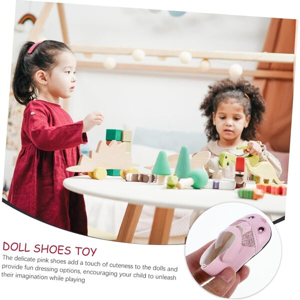 Mini Scarpe Rosa per Bambole in PU - Accessori Vintage per Giochi Creativi Bambini